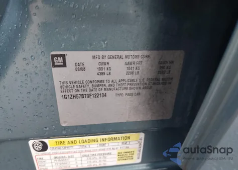 2009 Chevrolet Malibu Lt из США, поврежденный, VIN 1G1ZH57B79F122104